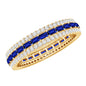 Baguette Cut Lab Grown Blue Sapphire and Moissanite Wedding Band