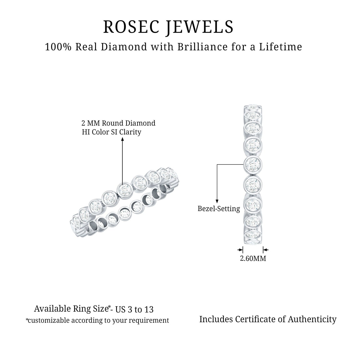 Real Diamond Eternity Ring in Bezel Setting