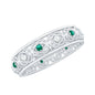 Lab Emerald and Diamond Vintage Wedding Band Ring