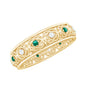 Lab Emerald and Diamond Vintage Wedding Band Ring