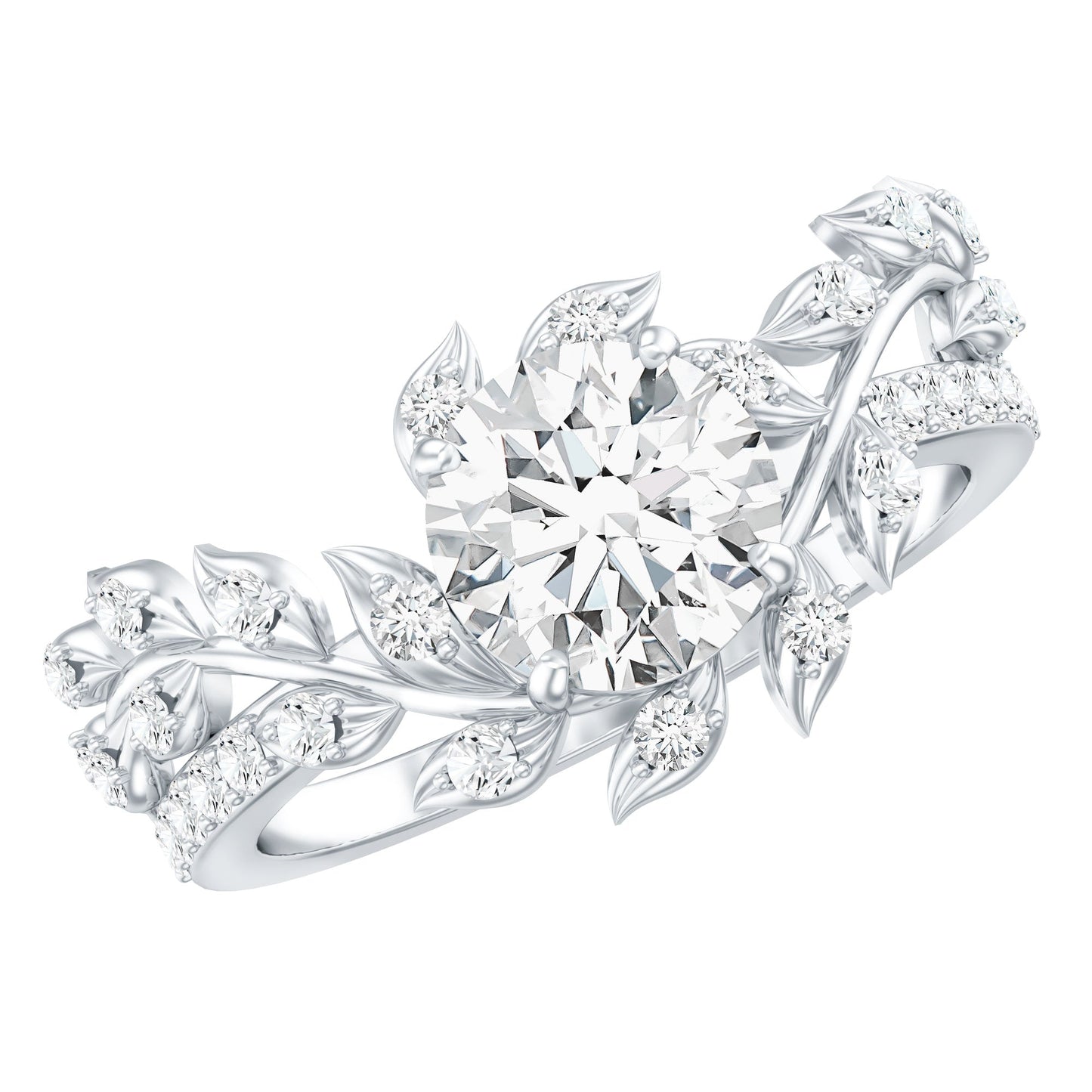 1.3 Carat Round Cut Moissanite Vine Engagement Ring for Women