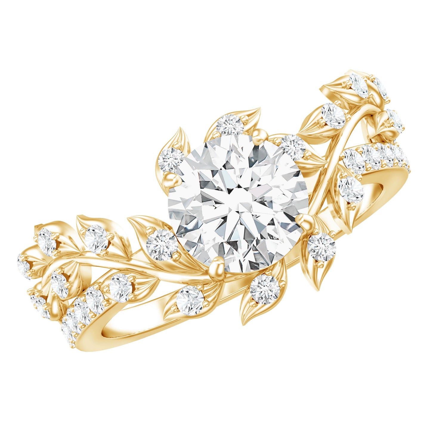 1.3 Carat Round Cut Moissanite Vine Engagement Ring for Women