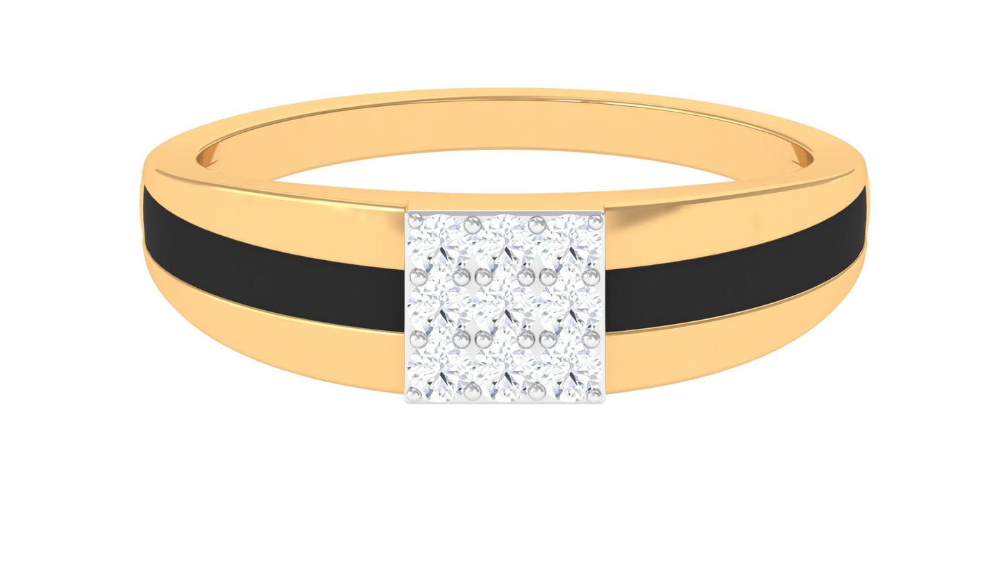 Certified Real Diamond Mens Engagement Band with Black Enamel