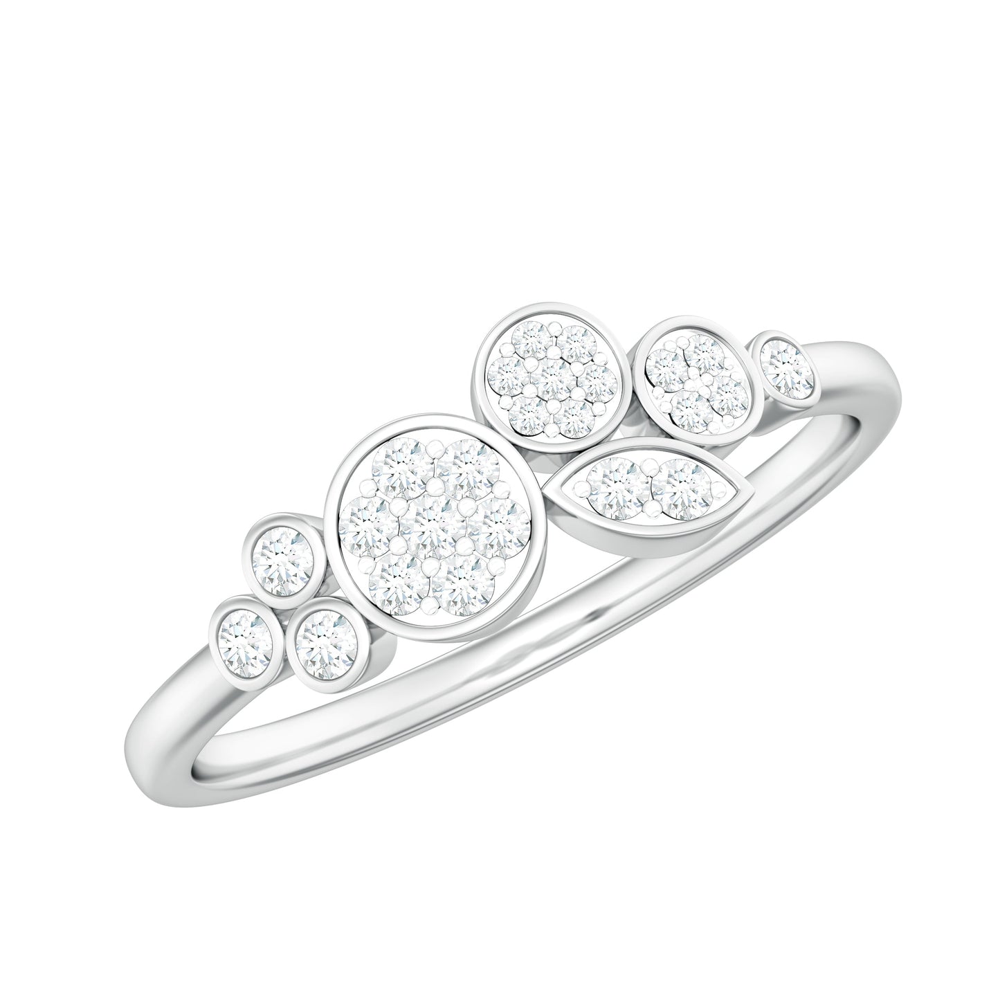 Illusion Set Round Diamond Cluster Engagement Ring