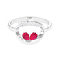 Contemporary Ruby Toi Et Moi Ring with Diamond