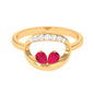 Contemporary Ruby Toi Et Moi Ring with Diamond