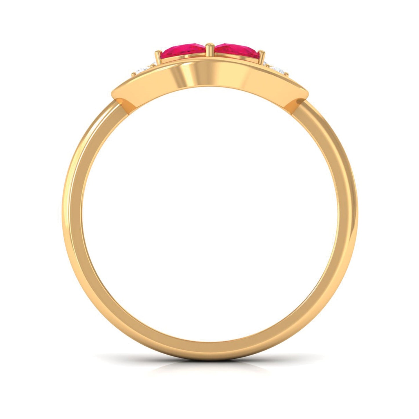 Contemporary Ruby Toi Et Moi Ring with Diamond