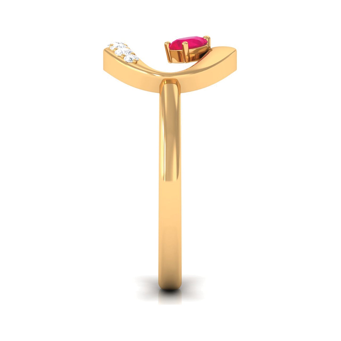Contemporary Ruby Toi Et Moi Ring with Diamond
