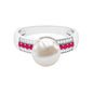 8 Carat Freshwater Pearl Solitaire Engagement Ring with Ruby and Diamond