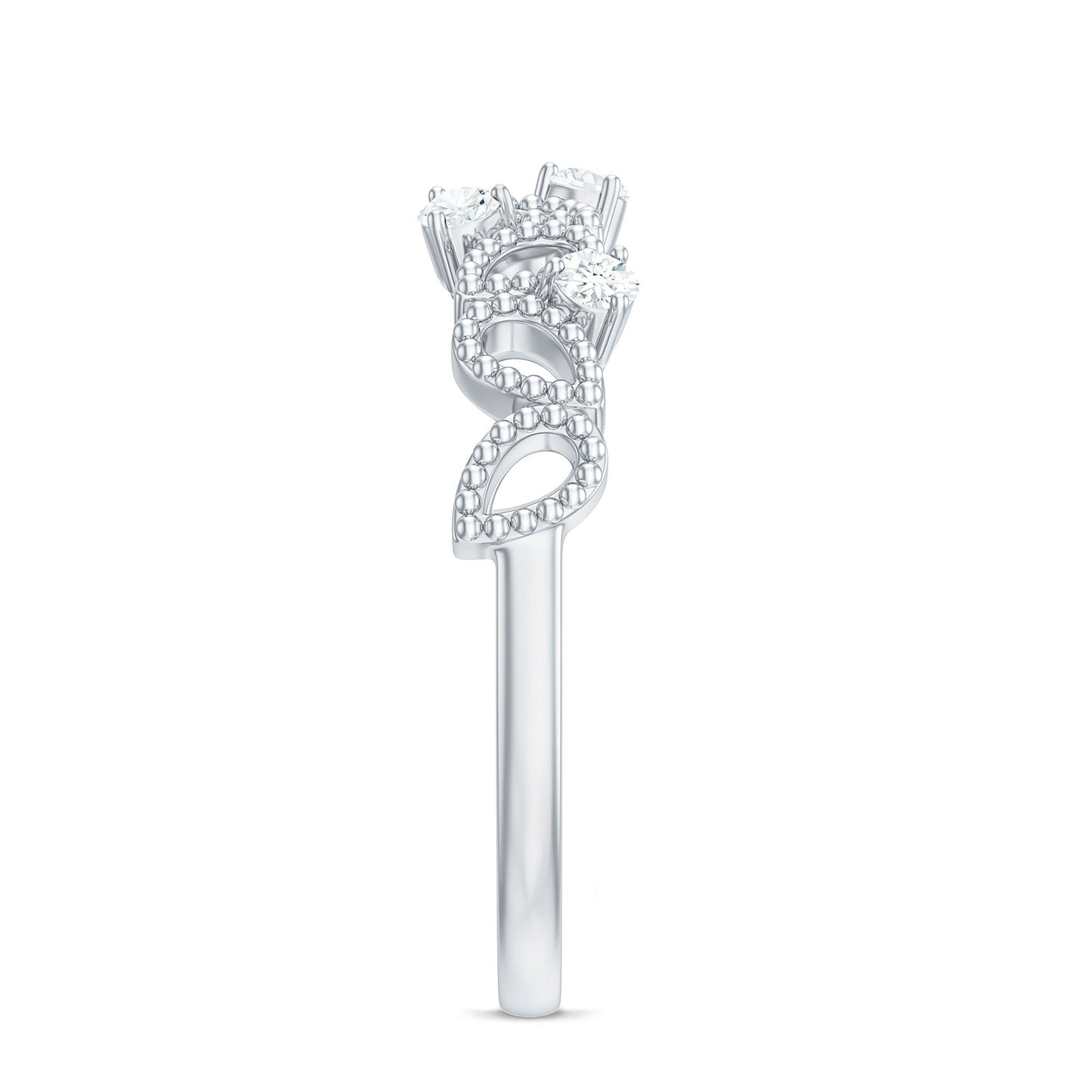 Natural Diamond Half Eternity Band with Beaded Detailing