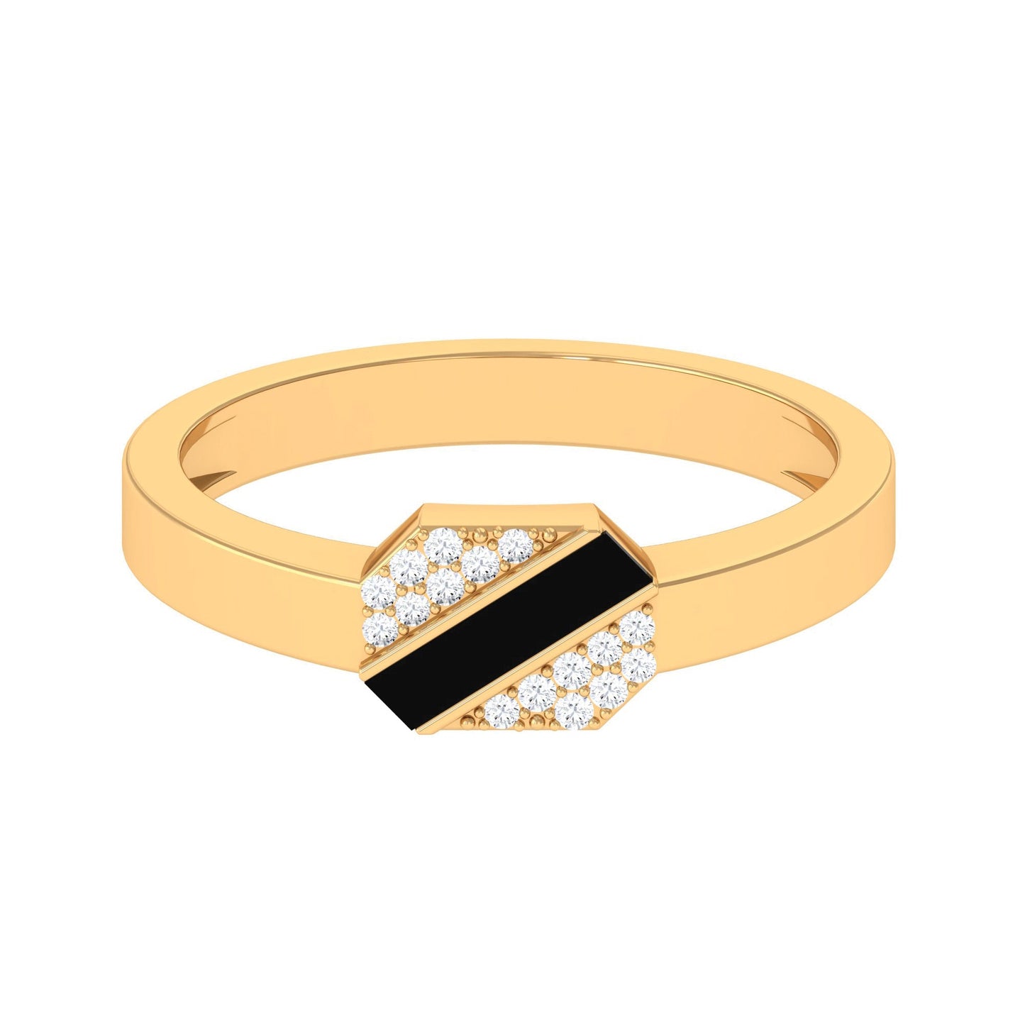 Certified Natural Diamond Mens Engagement Ring with Black Enamel