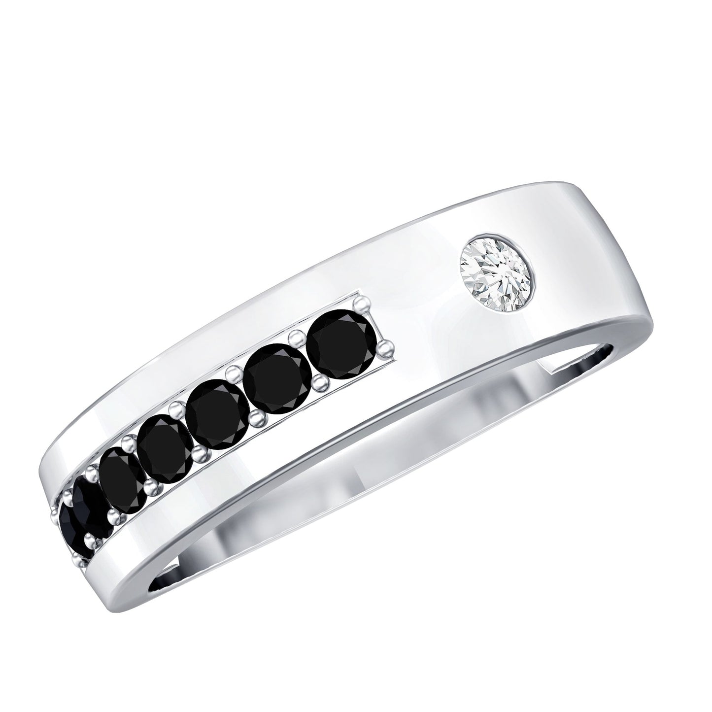 Certified Lab Grown Black and White Diamond Wedding Band