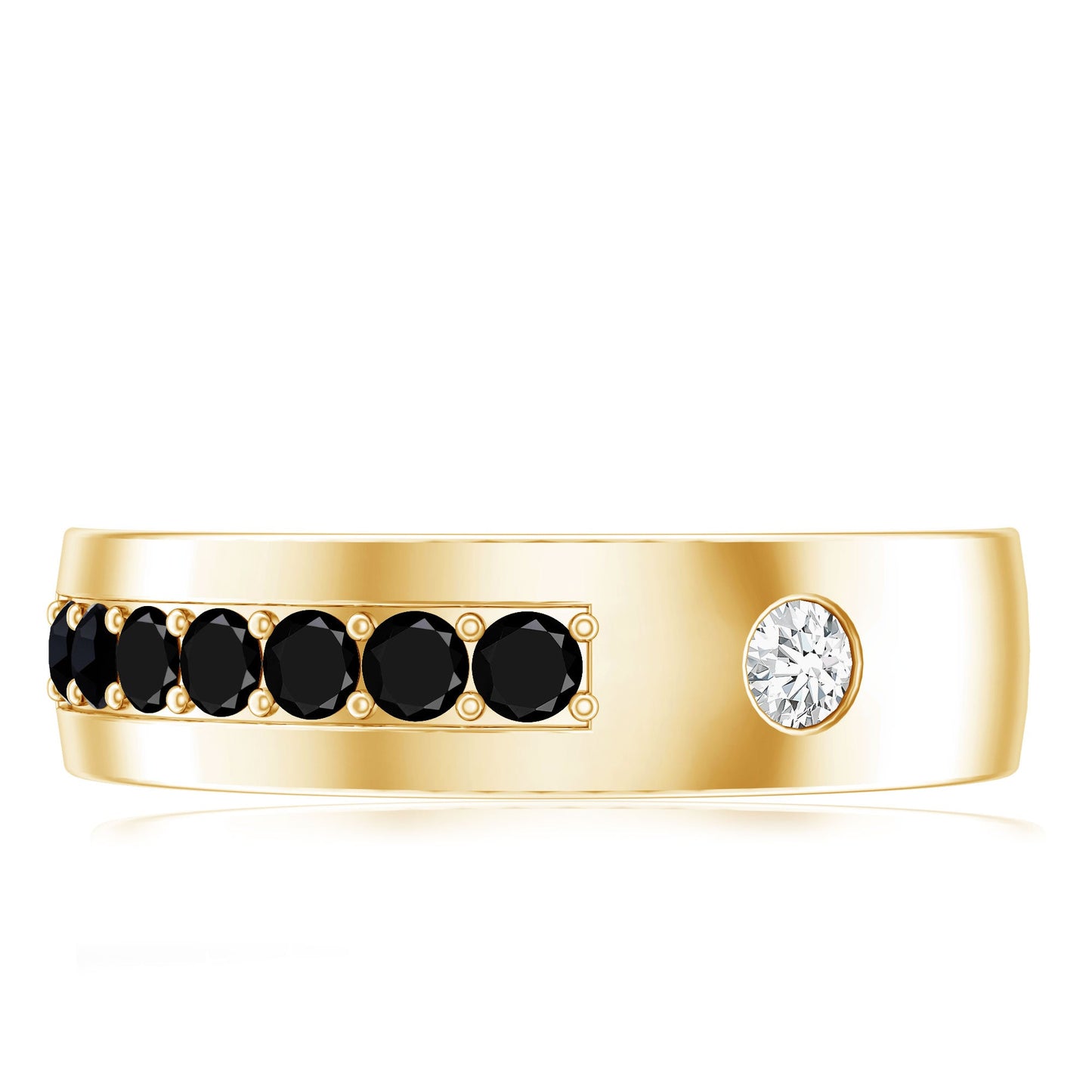 Certified Lab Grown Black and White Diamond Wedding Band