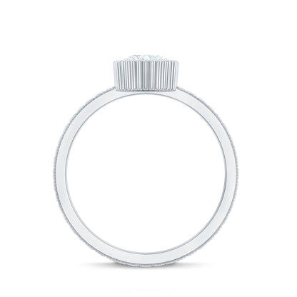 Solitaire Moissanite Oval Engagement Ring with Beaded Detailing