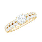 Round Shape Moissanite Engagement Ring with Marquise Side Stones