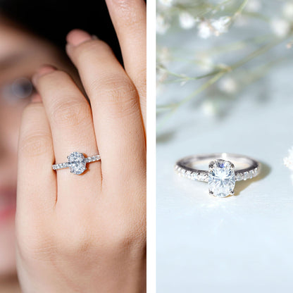 1 Carat Moissanite Oblong Engagement Ring for Women