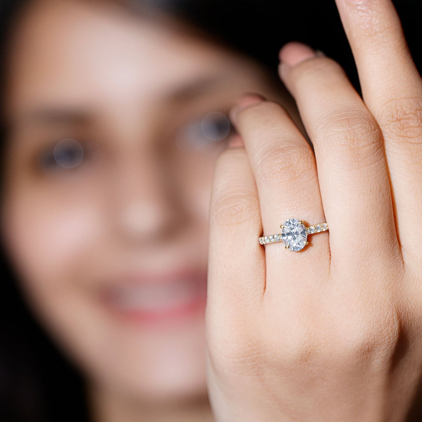 1 Carat Moissanite Oblong Engagement Ring for Women