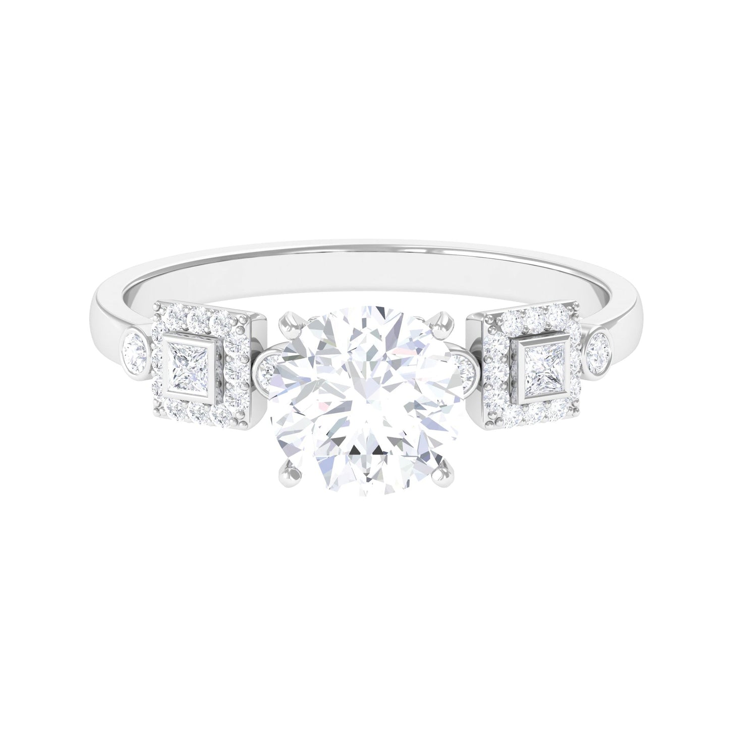 Round Cut Moissanite Antique Looking Engagement Ring