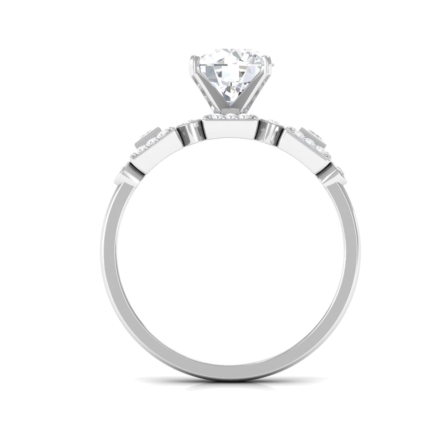 Round Cut Moissanite Antique Looking Engagement Ring