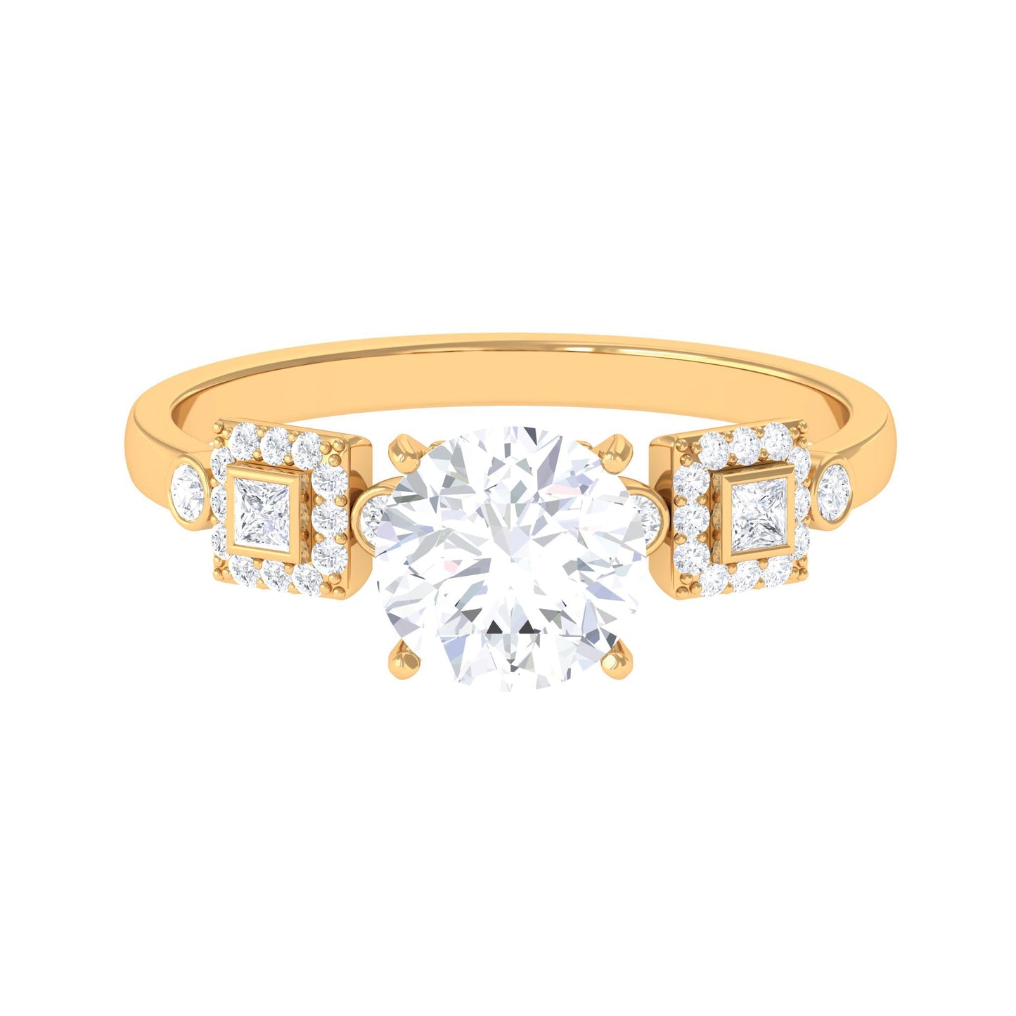 Round Cut Moissanite Antique Looking Engagement Ring