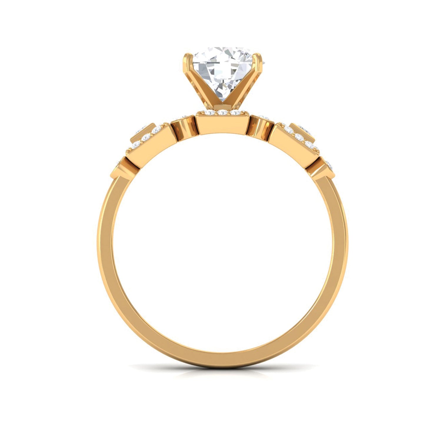 Round Cut Moissanite Antique Looking Engagement Ring