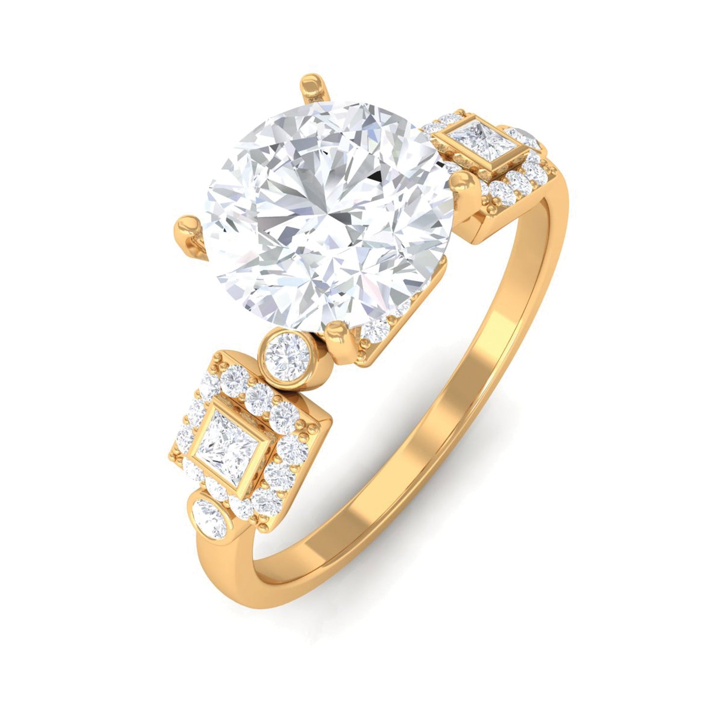 Round Cut Moissanite Antique Looking Engagement Ring