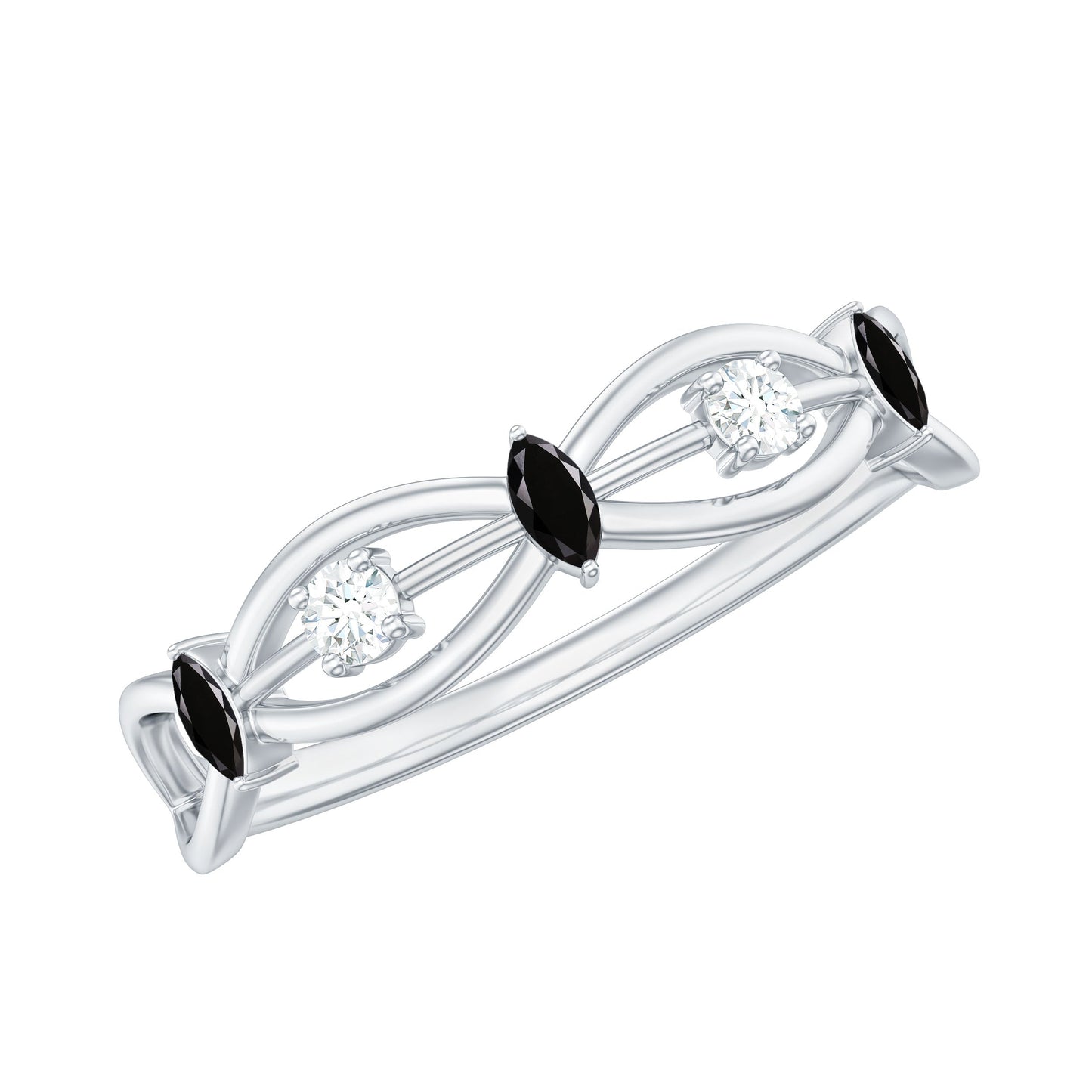 Certified Lab Grown Black Diamond Promise Ring with White Diamond