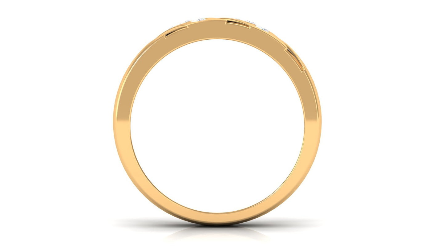 Natural Diamond Mens Wedding Band with Black Enamel