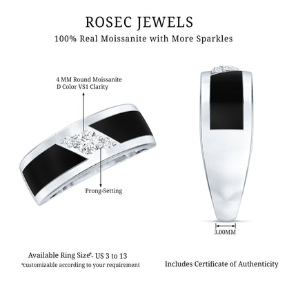 Classic Moissanite Mens Wedding Band Ring