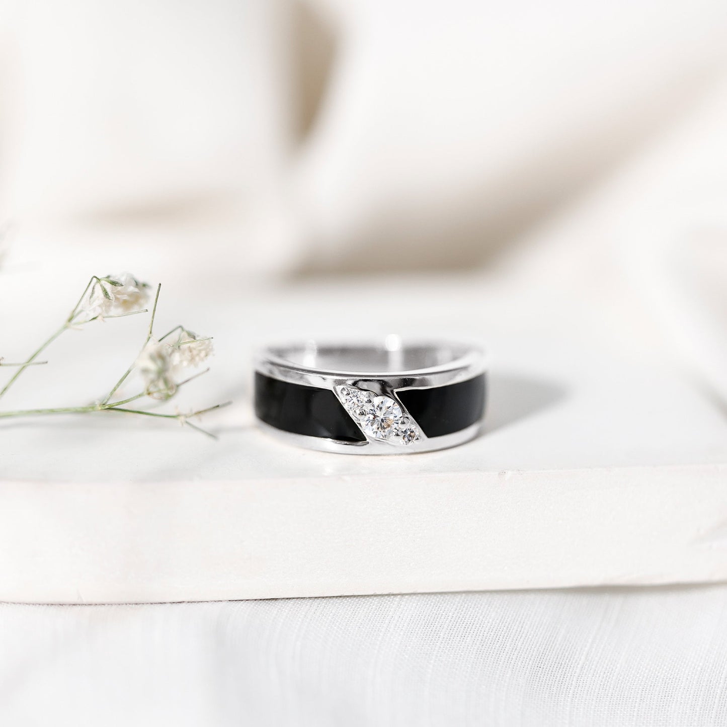 Classic Moissanite Mens Wedding Band Ring