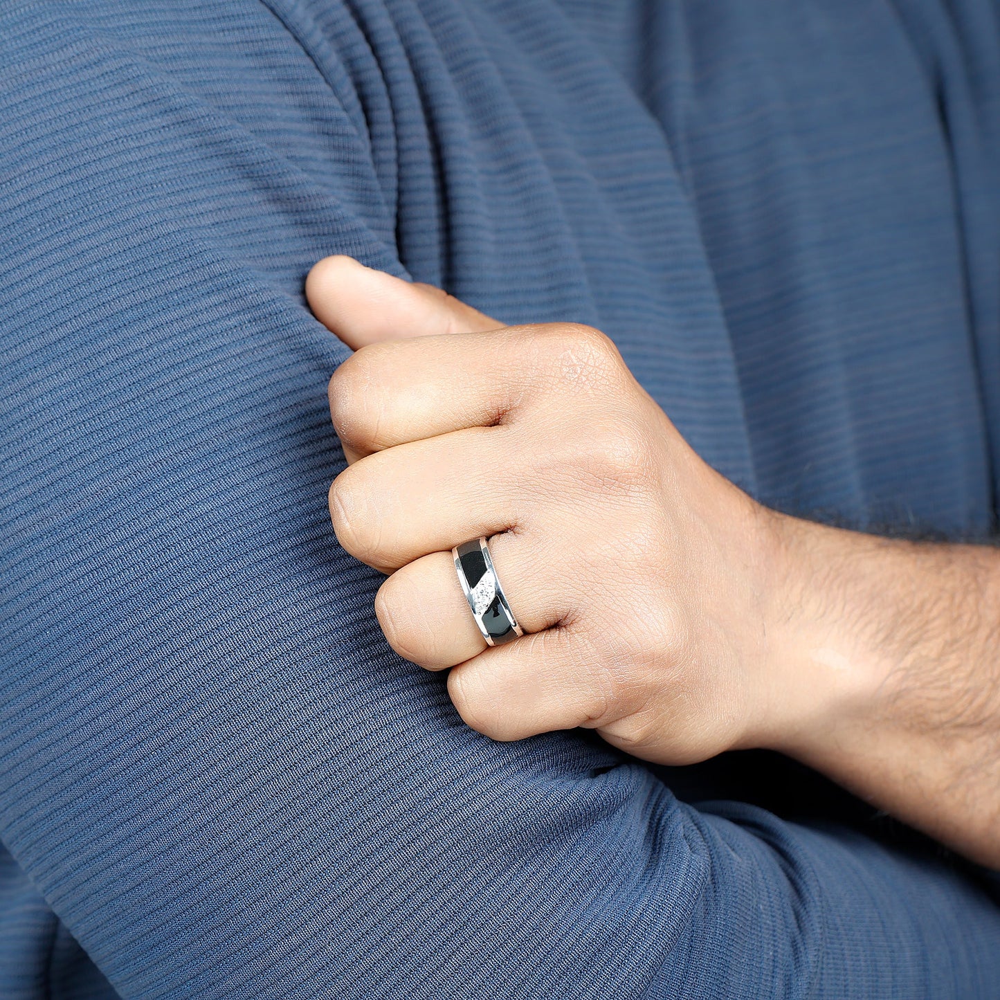 Classic Moissanite Mens Wedding Band Ring