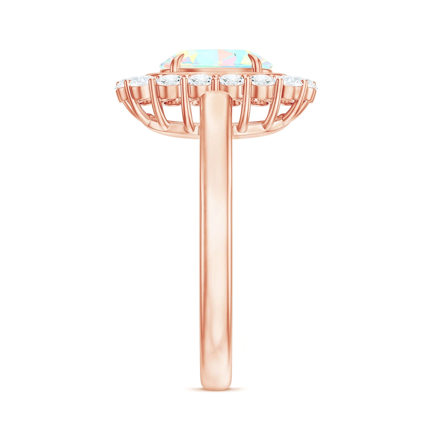 1.2 Carat Oval Cut Ethiopian Opal Halo Engagement Ring with Moissanite