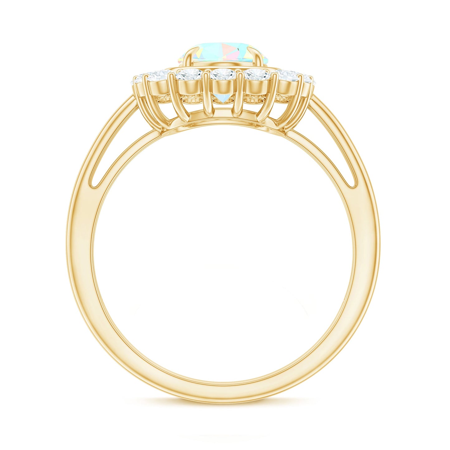 1.2 Carat Oval Cut Ethiopian Opal Halo Engagement Ring with Moissanite
