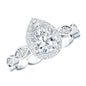 Moissanite Teardrop Engagement Ring with Scalloped Shank