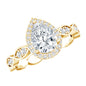Moissanite Teardrop Engagement Ring with Scalloped Shank