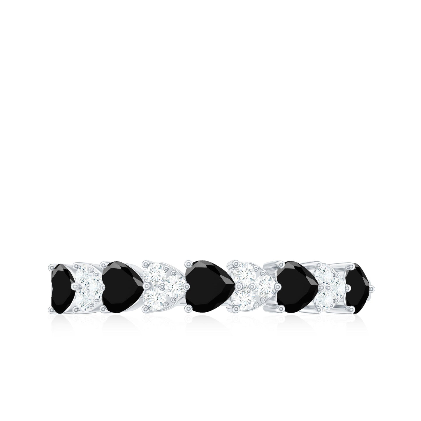 Lab Created Black Diamond Heart Half Eternity Ring with Diamond