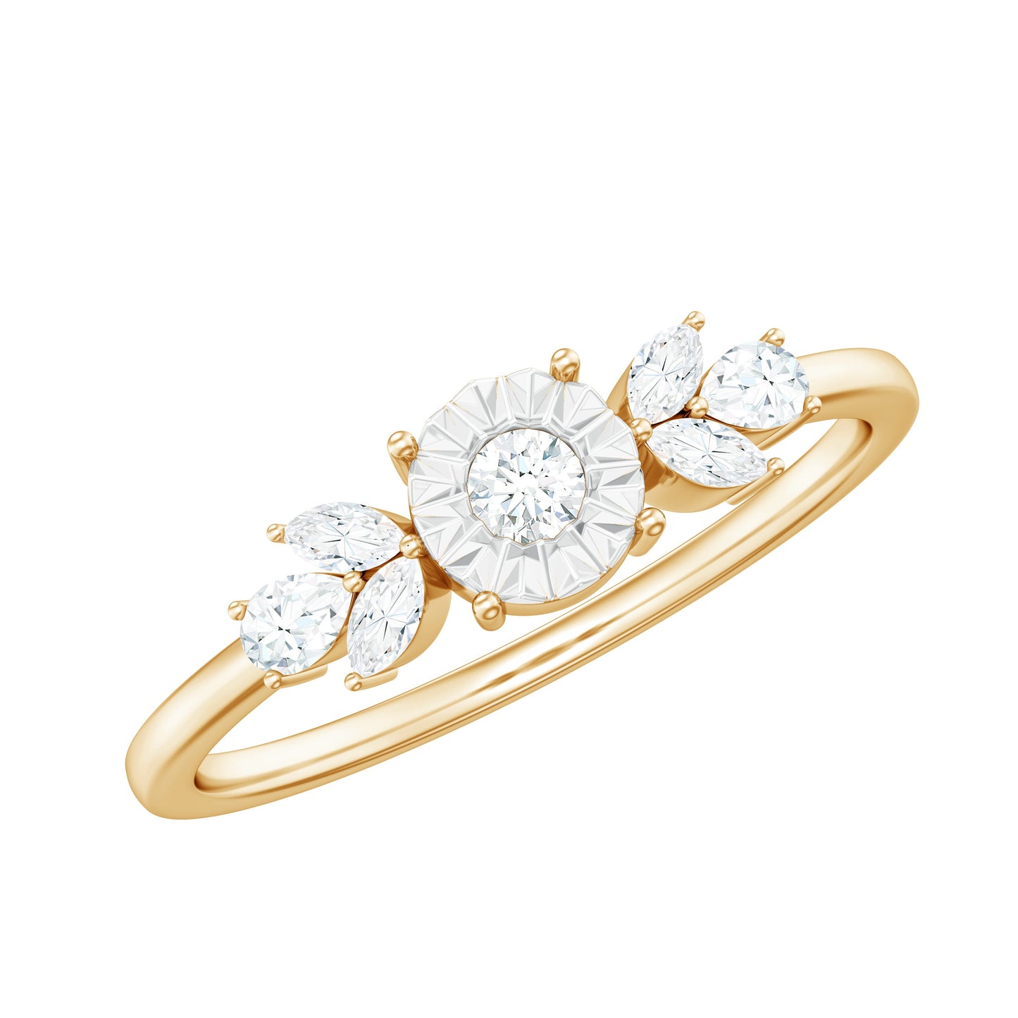 Nature Inspired Diamond Leaf Promise Ring for Women