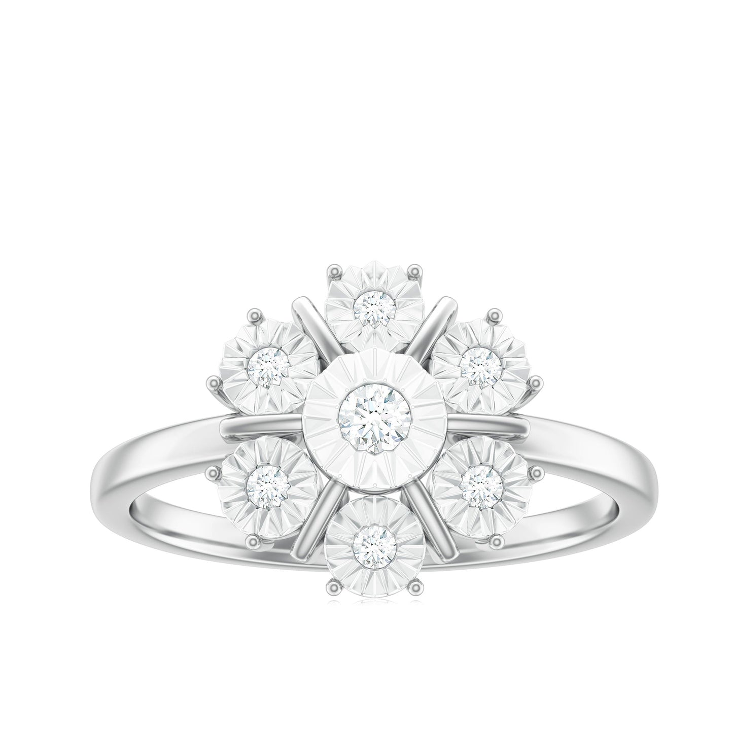 Natural Diamond Cluster Engagement Ring in Illusion Setting