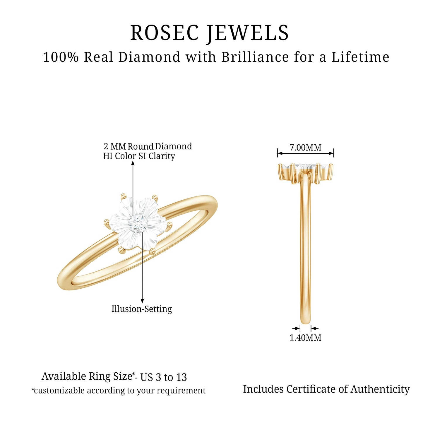 Miracle Plate Diamond Flower Ring with Certificate