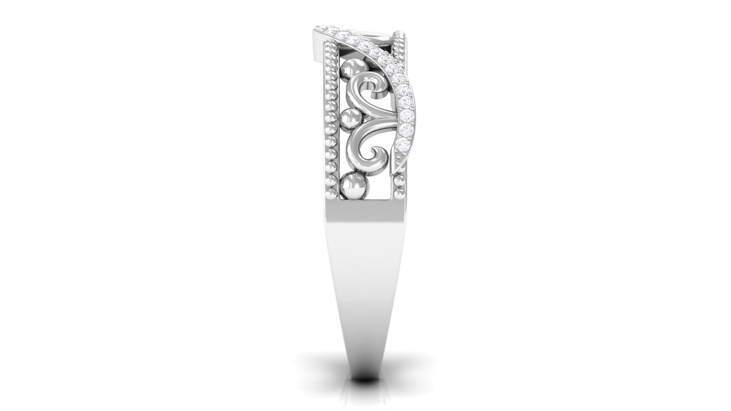 Vintage Inspired Real Diamond Wedding Band