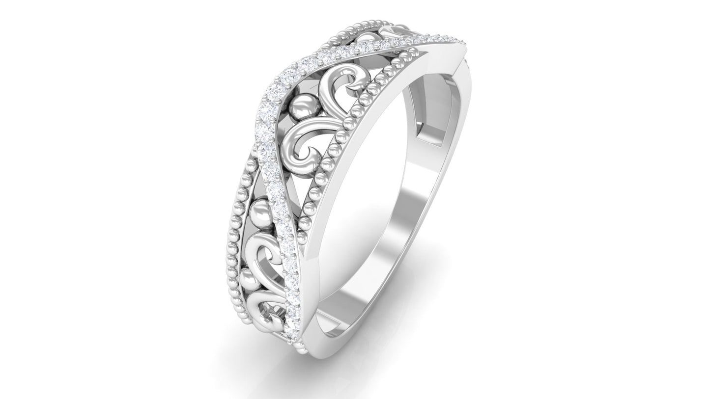 Vintage Inspired Real Diamond Wedding Band