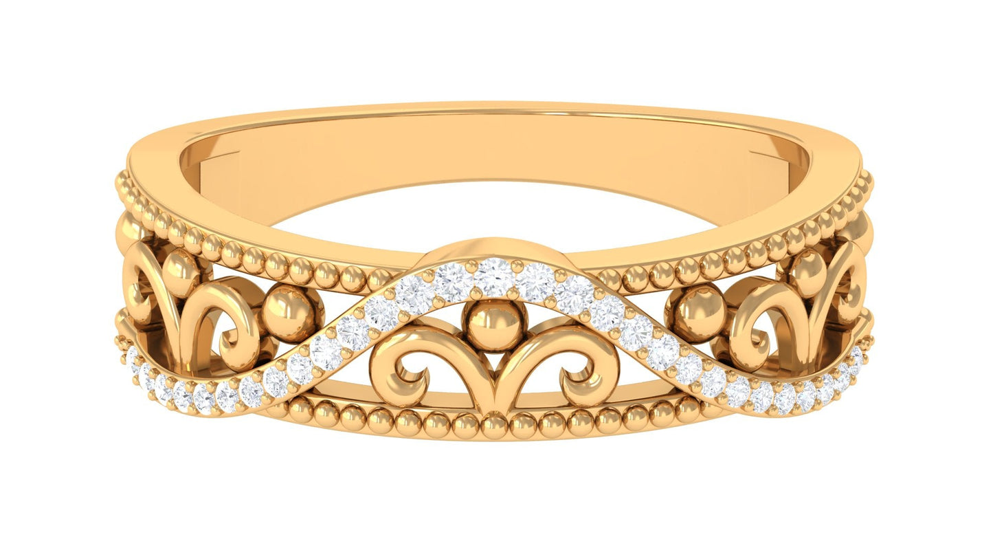 Vintage Inspired Real Diamond Wedding Band