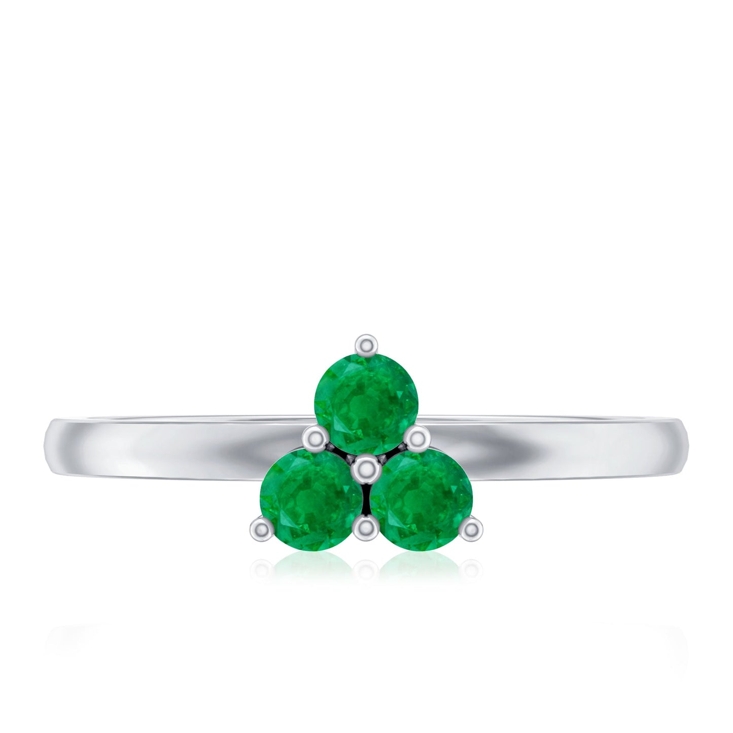 Natural Emerald 3 Stone Promise Ring with Certificate