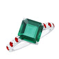 6 Carat Lab Created Emerald Engagement Ring with Lab Ruby and Diamond