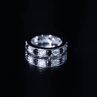 Certified Lab Grown Black Diamond Eternity Ring with Moissanite