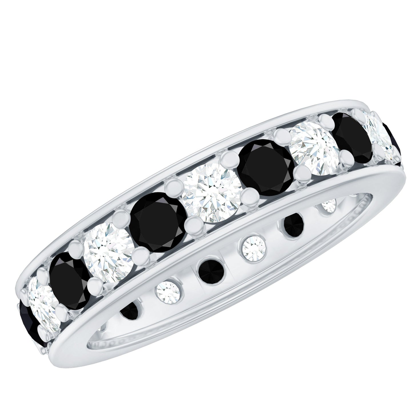 Certified Lab Grown Black Diamond Eternity Ring with Moissanite
