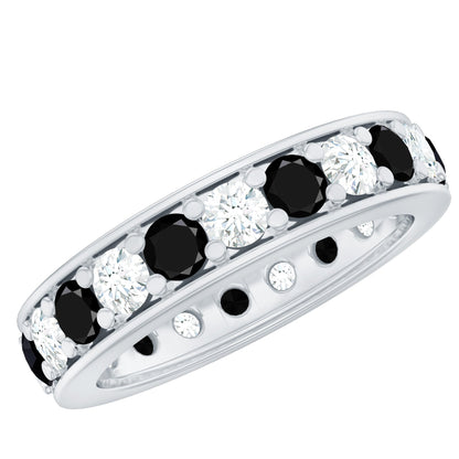 Certified Lab Grown Black Diamond Eternity Ring with Moissanite