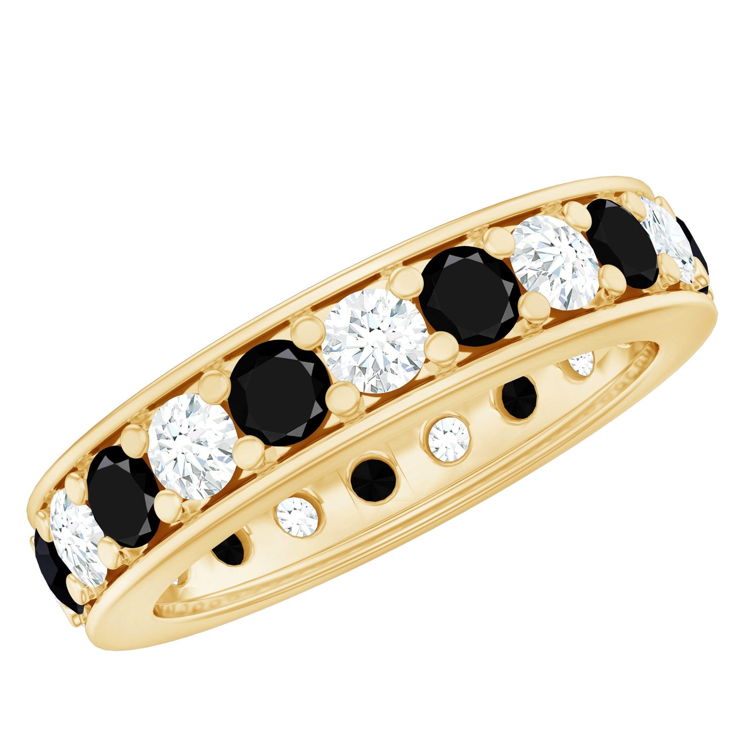 Certified Lab Grown Black Diamond Eternity Ring with Moissanite