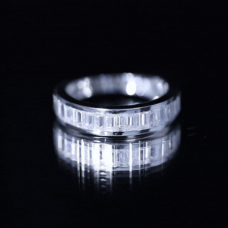 Channel Set Certified Moissanite Half Eternity Band Ring
