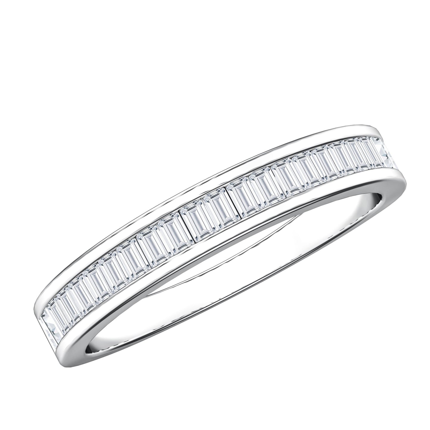 Channel Set Certified Moissanite Half Eternity Band Ring